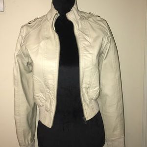 Cream Faux Leather Jacket